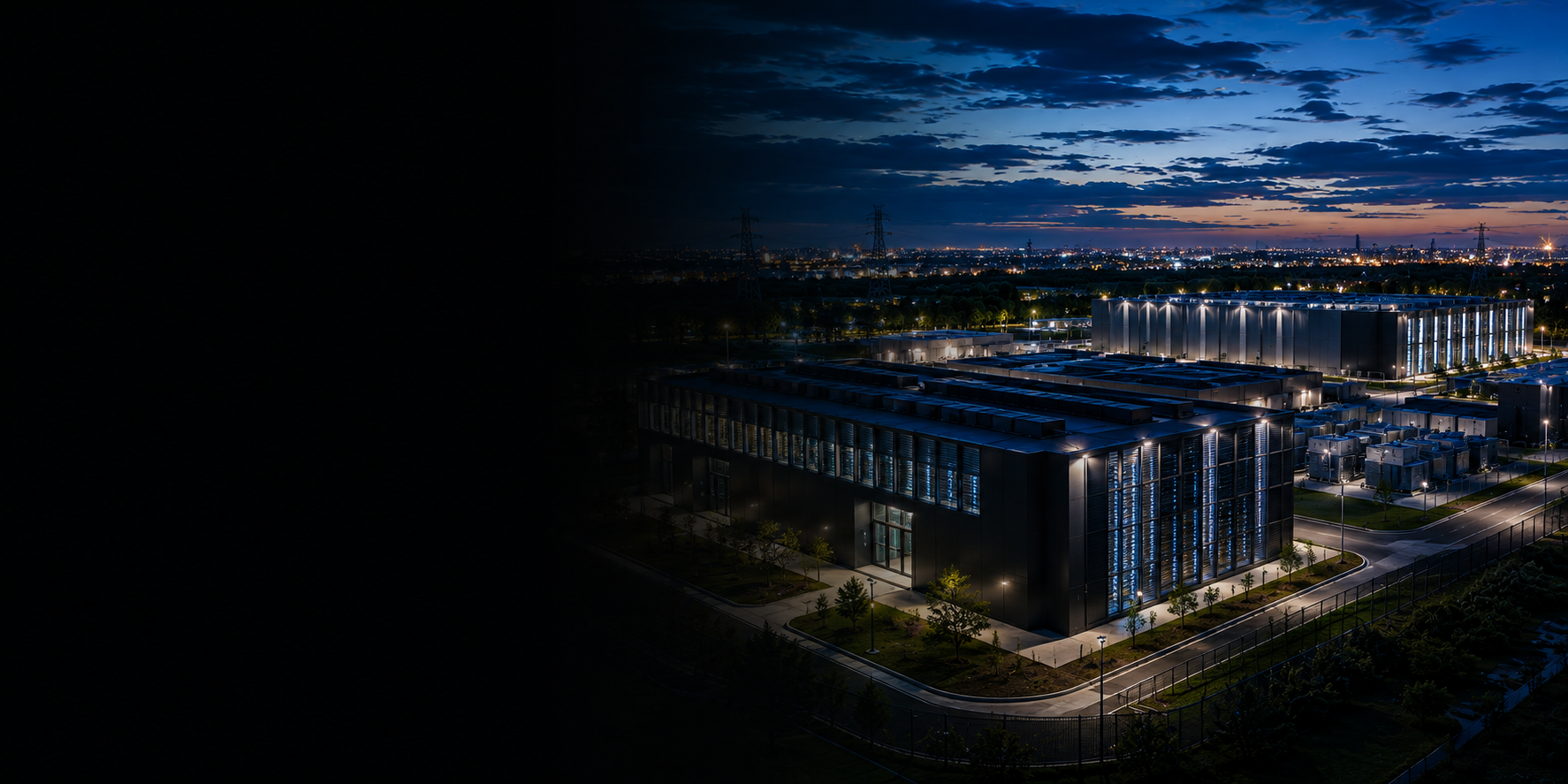 DC Matrix data centre campus at night